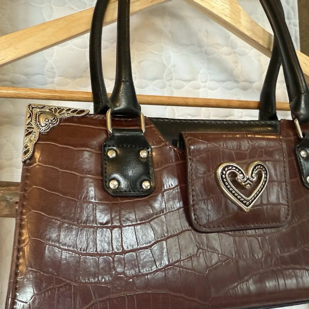 BRIGHTON ALLIGATOR EMBOSSED SATCHEL HANDBAG Embellishment Western Chic - Picture 6 of 16